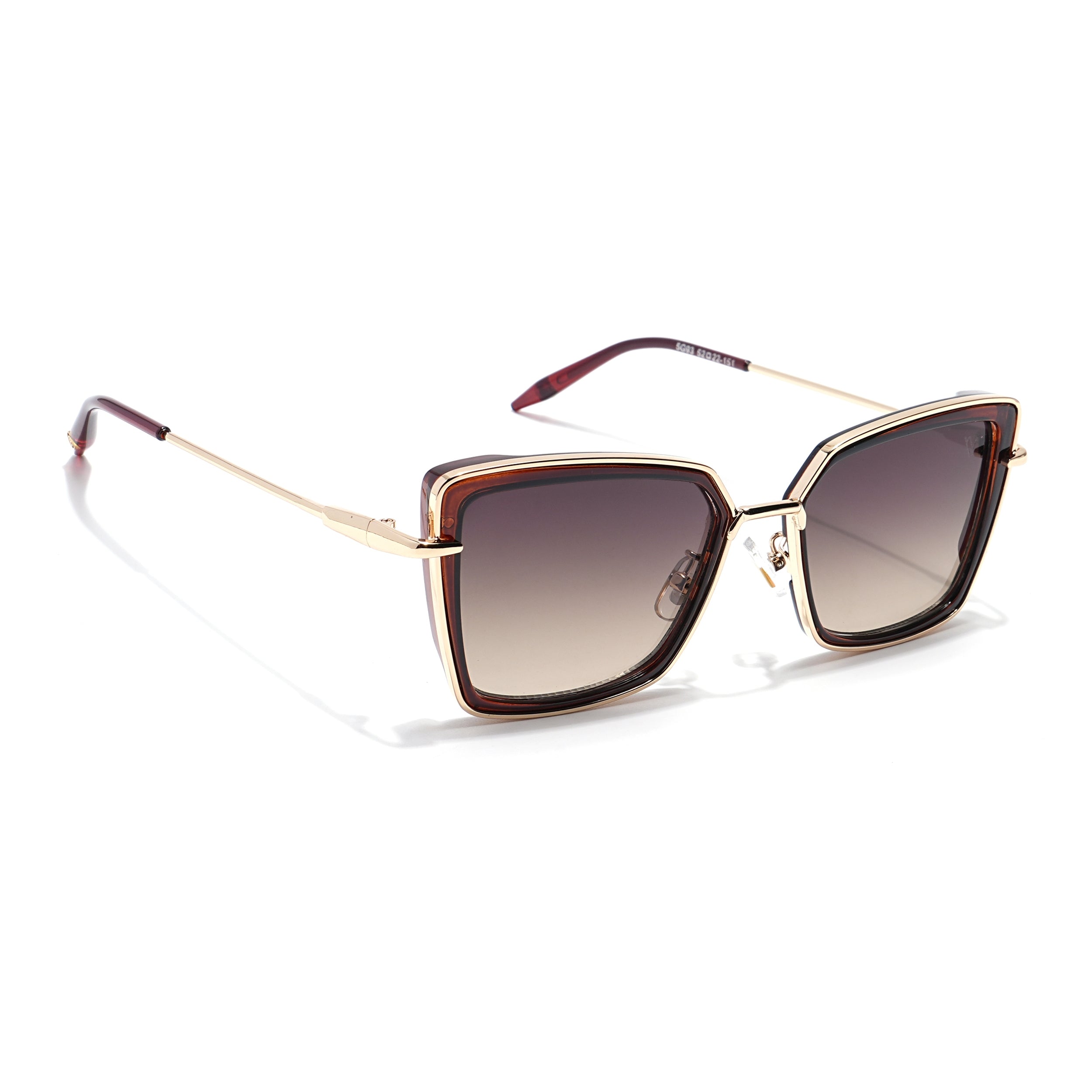 Cateye Sunglasses (Brown Lens | Golden & Brown Frame - MG6017)