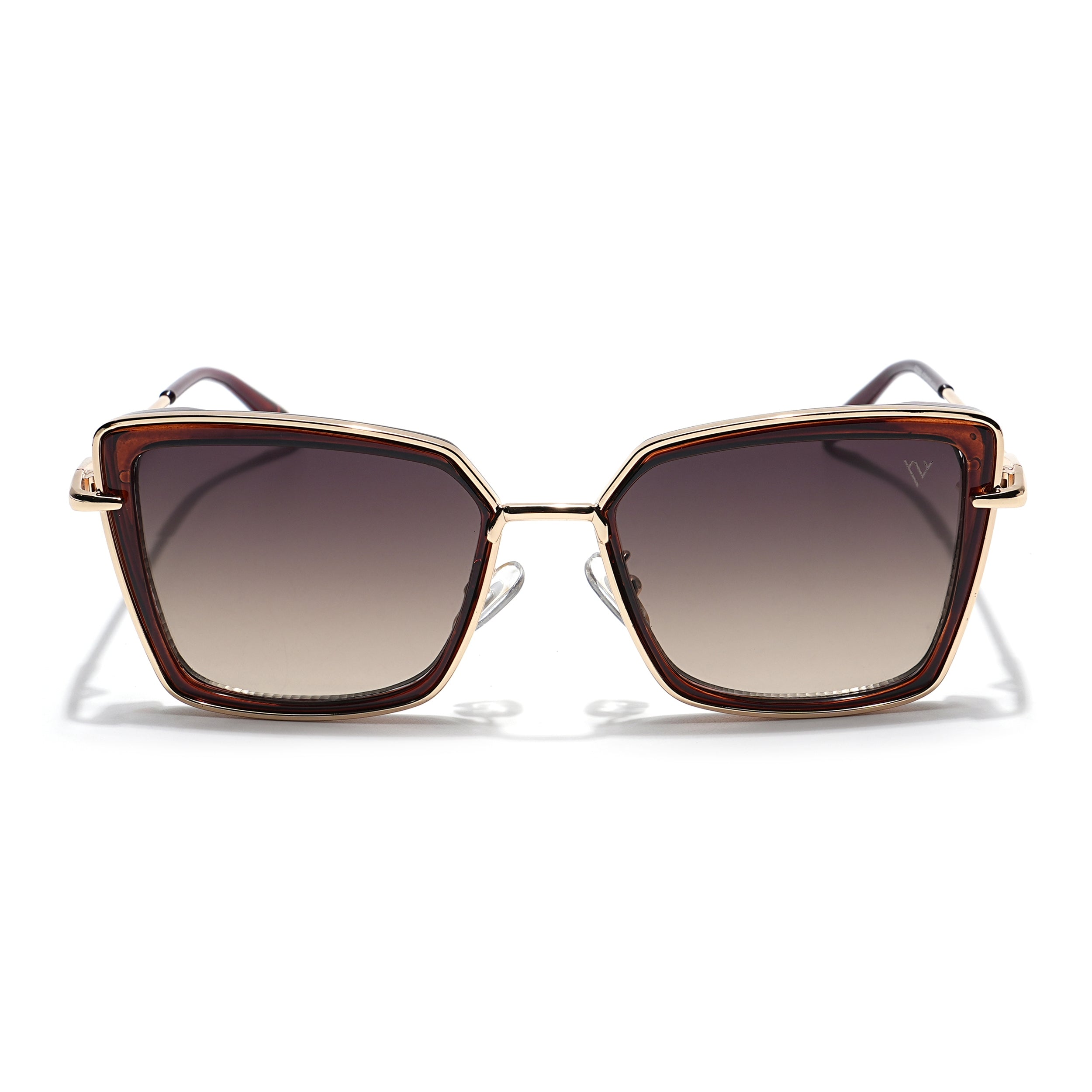 Cateye Sunglasses (Brown Lens | Golden & Brown Frame - MG6017)