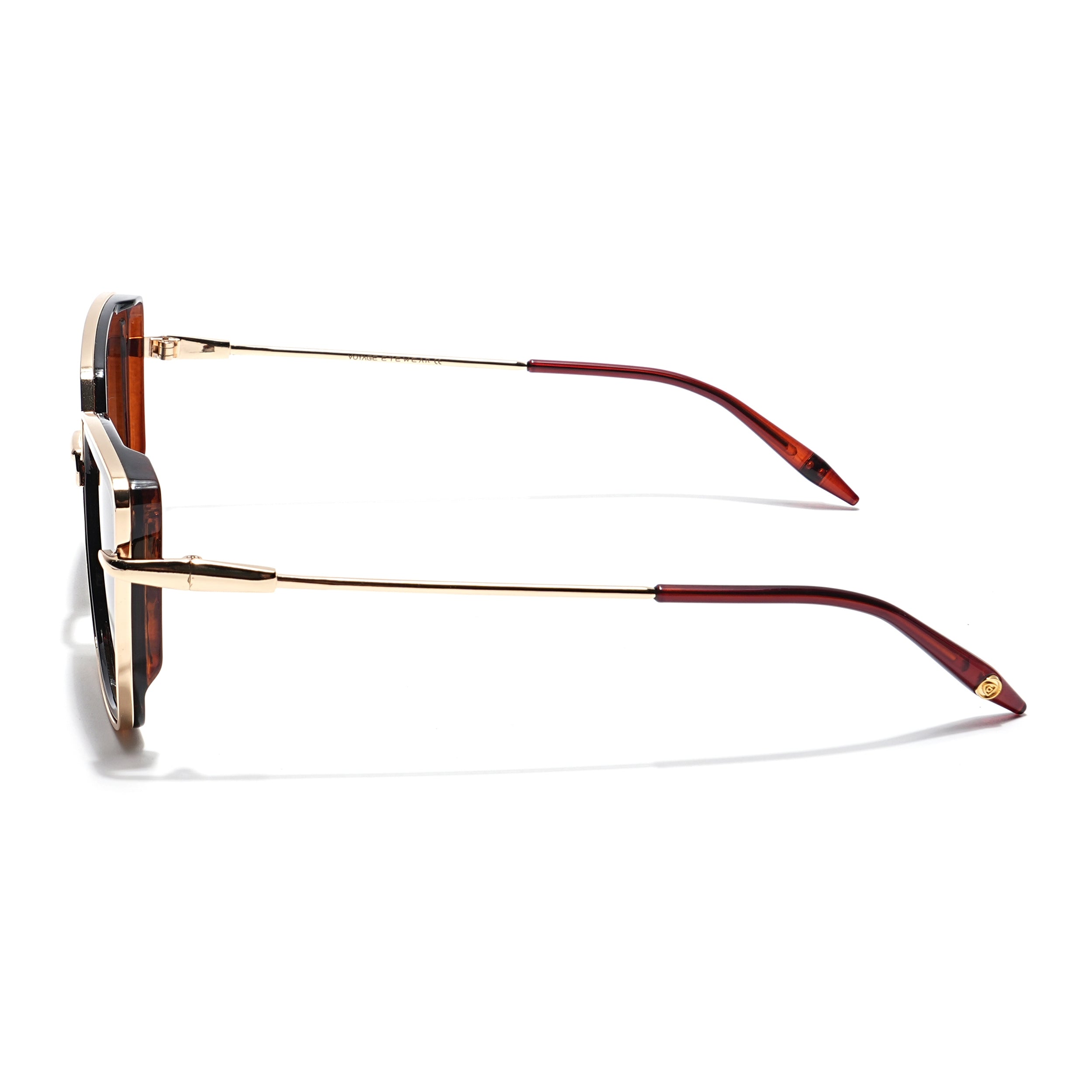 Cateye Sunglasses (Brown Lens | Golden & Brown Frame - MG6017)