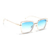 Cateye Sunglasses (Blue & Clear Lens | Golden & Transparent Frame - MG6019)