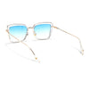 Cateye Sunglasses (Blue & Clear Lens | Golden & Transparent Frame - MG6019)