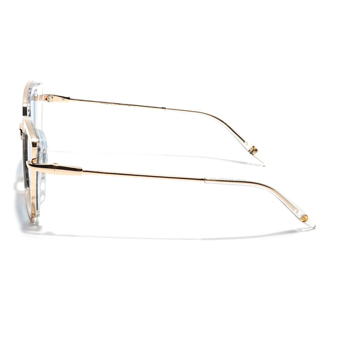 Cateye Sunglasses (Blue & Clear Lens | Golden & Transparent Frame - MG6019)