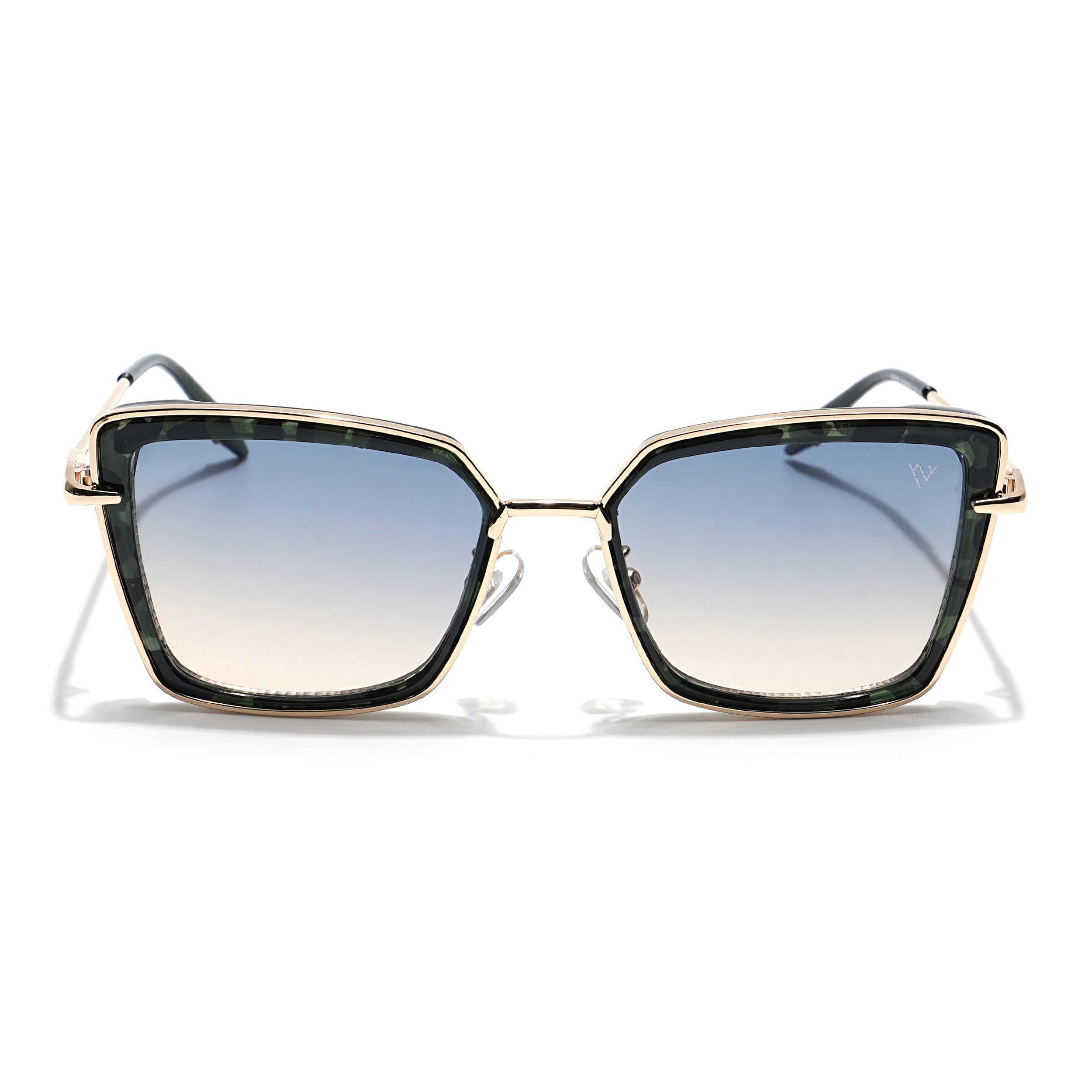Cateye Sunglasses (Grey & Light Brown Lens | Golden & Black Frame - MG6020)