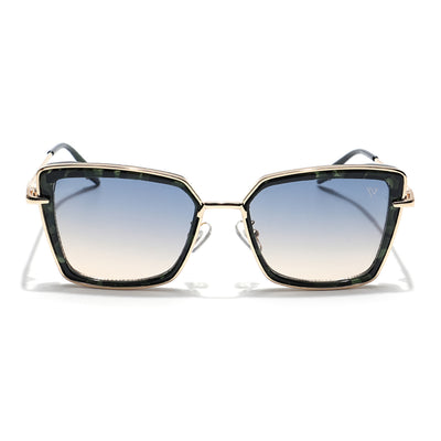 Cateye Sunglasses (Grey & Light Brown Lens | Golden & Black Frame - MG6020)