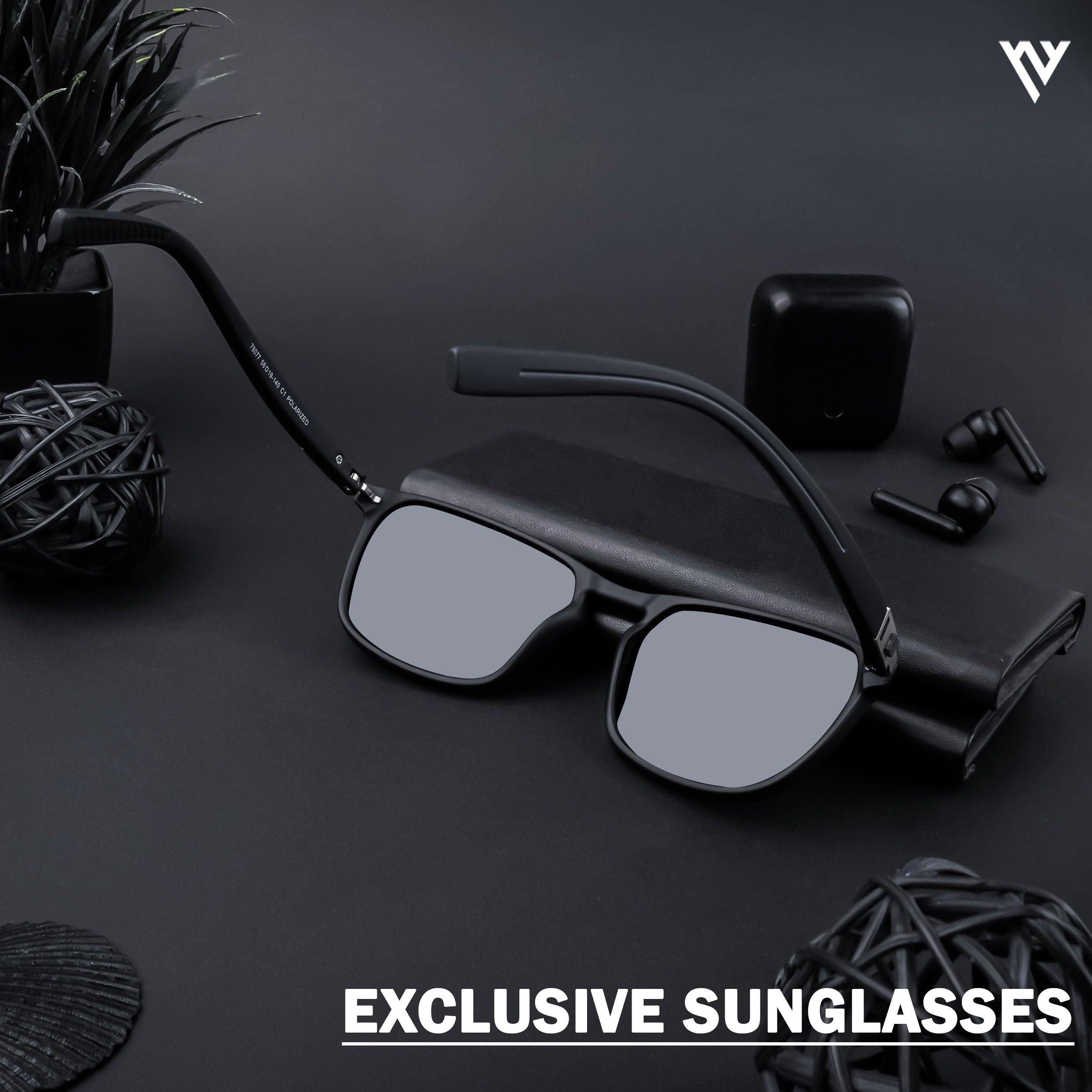 Voyage Exclusive Matt Black Polarized Wayfarer Sunglasses for Men & Women (78077PMG4306)