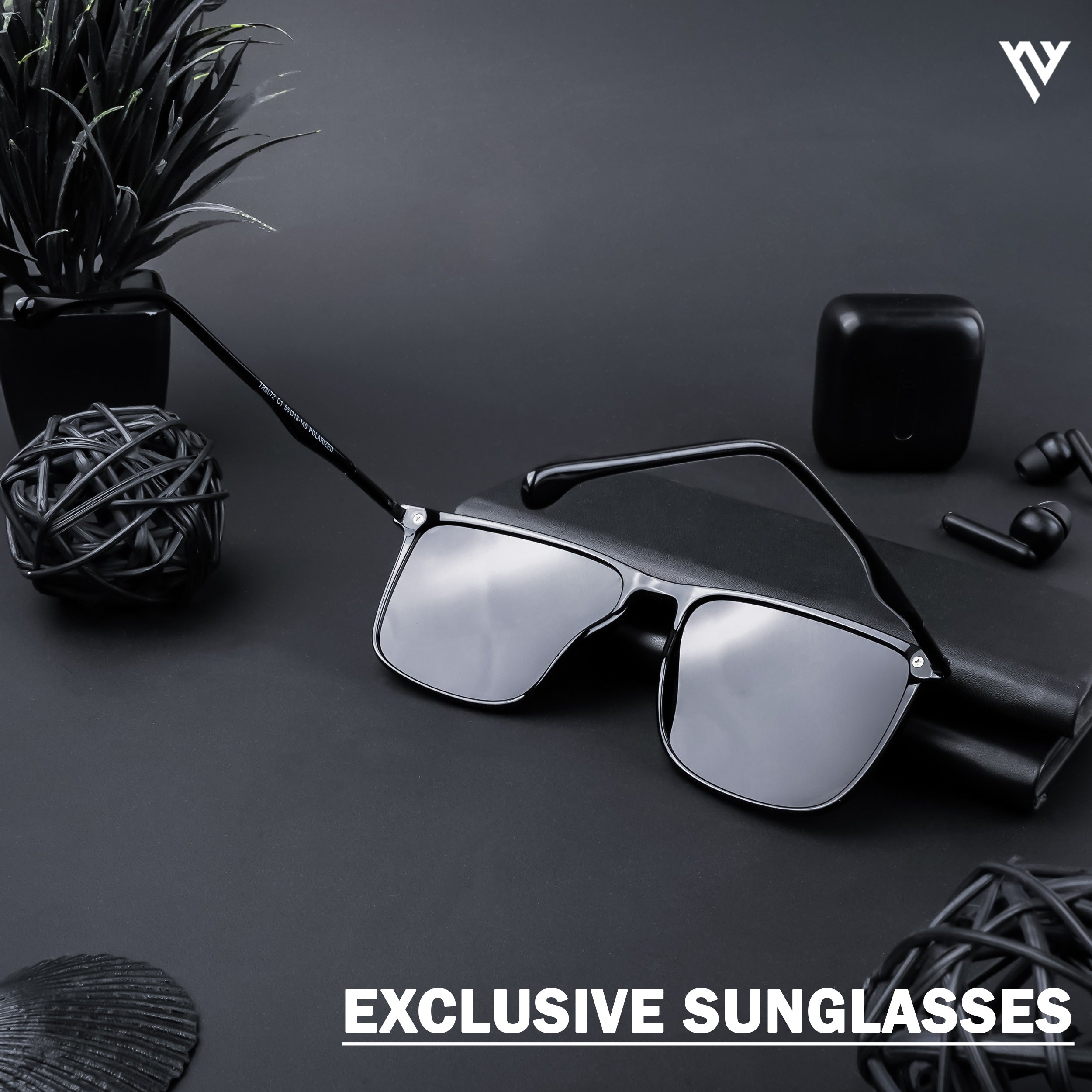 Voyage Exclusive Shine Black Polarized Wayfarer Sunglasses for Men & Women (TR8072PMG4302)