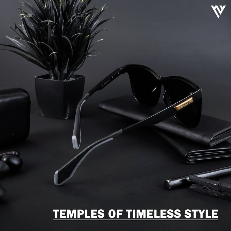 Active Matte Black Polarized Wayfarer Sunglasses - PMG4465