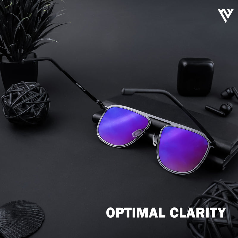 Black & Silver Polarized Wayfarer Sunglasses - PMG4288
