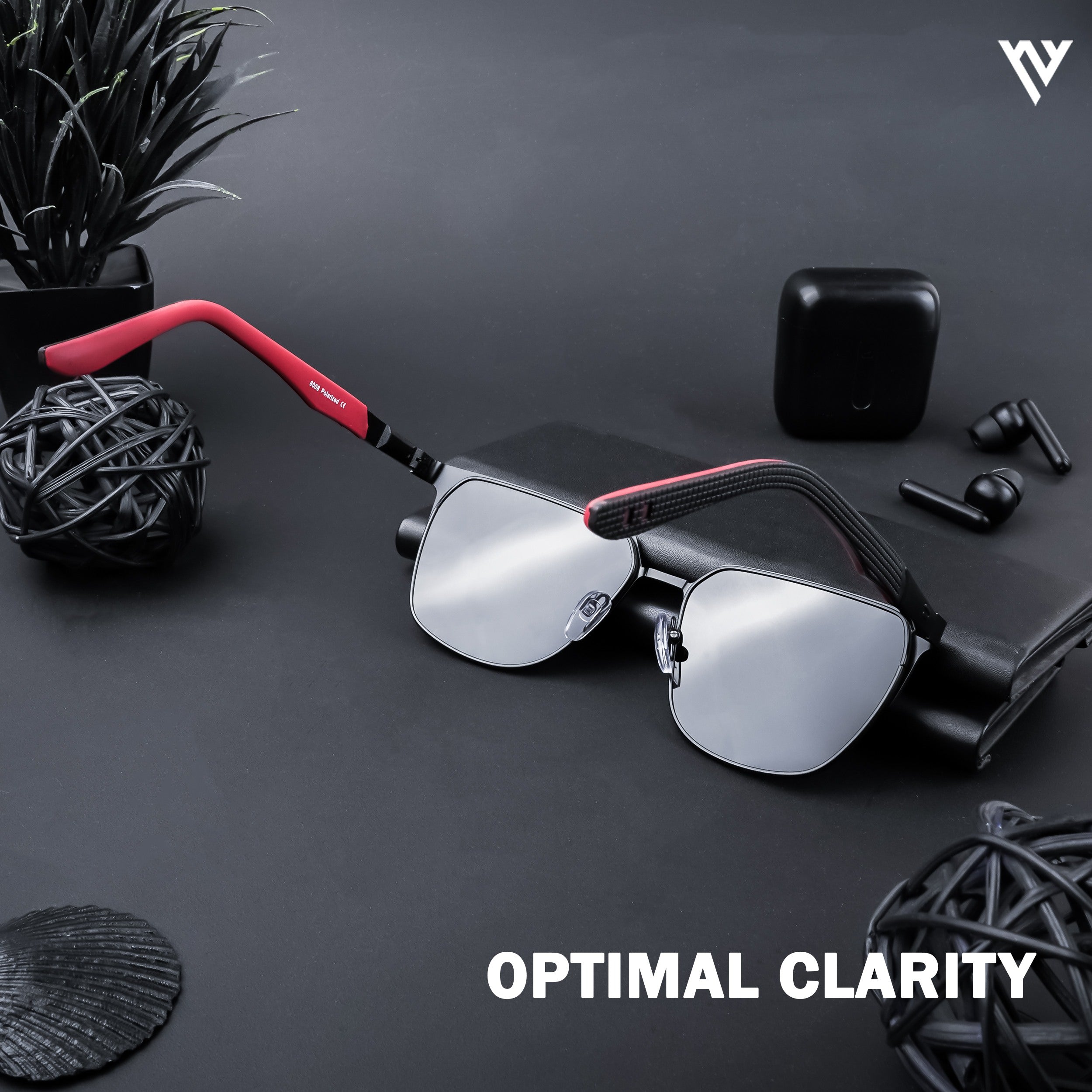 Voyage Exclusive Black Polarized Square Sunglasses for Men & Women (8008PMG4282)