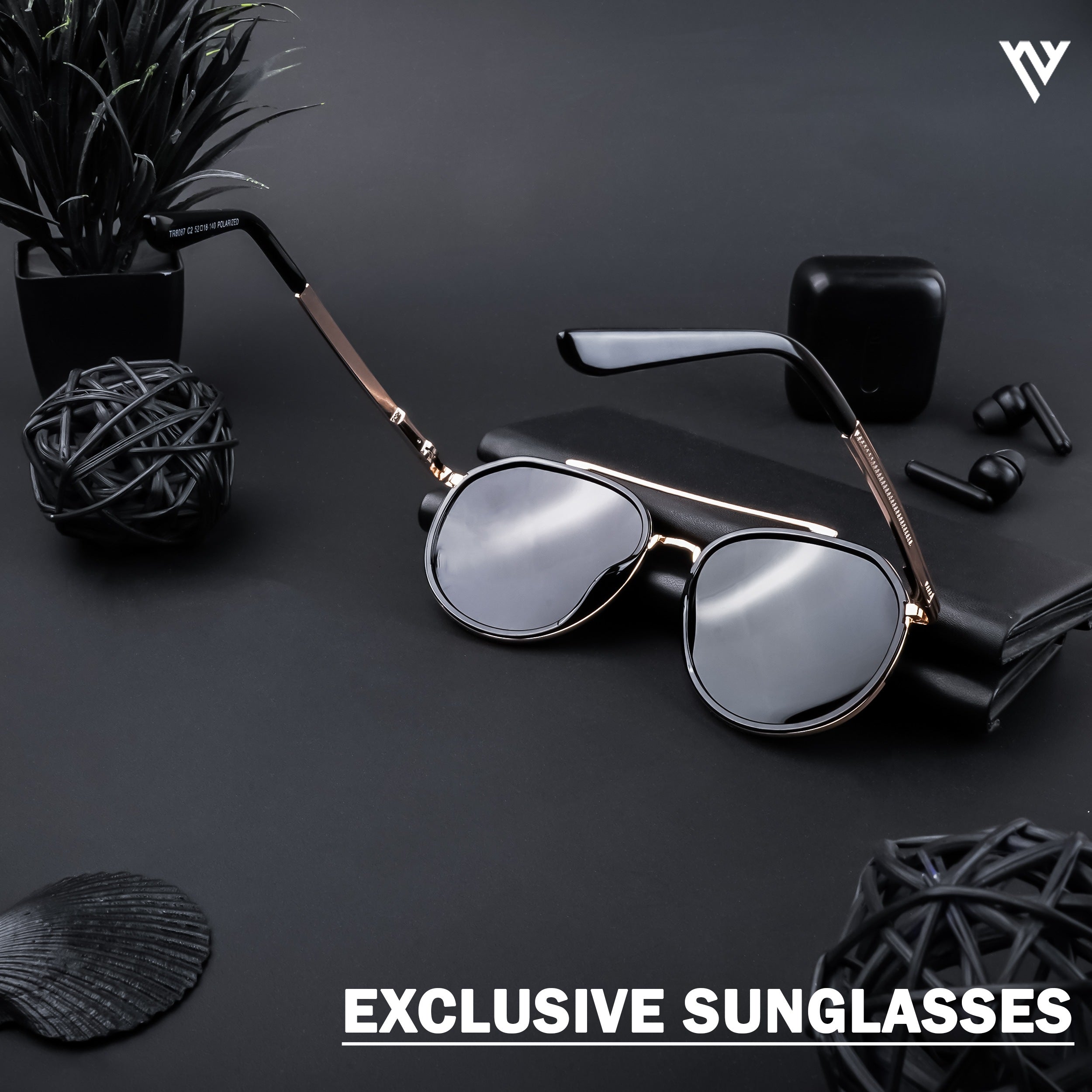 Voyage Exclusive Golden & Shine Black Polarized Round Sunglasses for Men & Women (TR8087PMG4311)