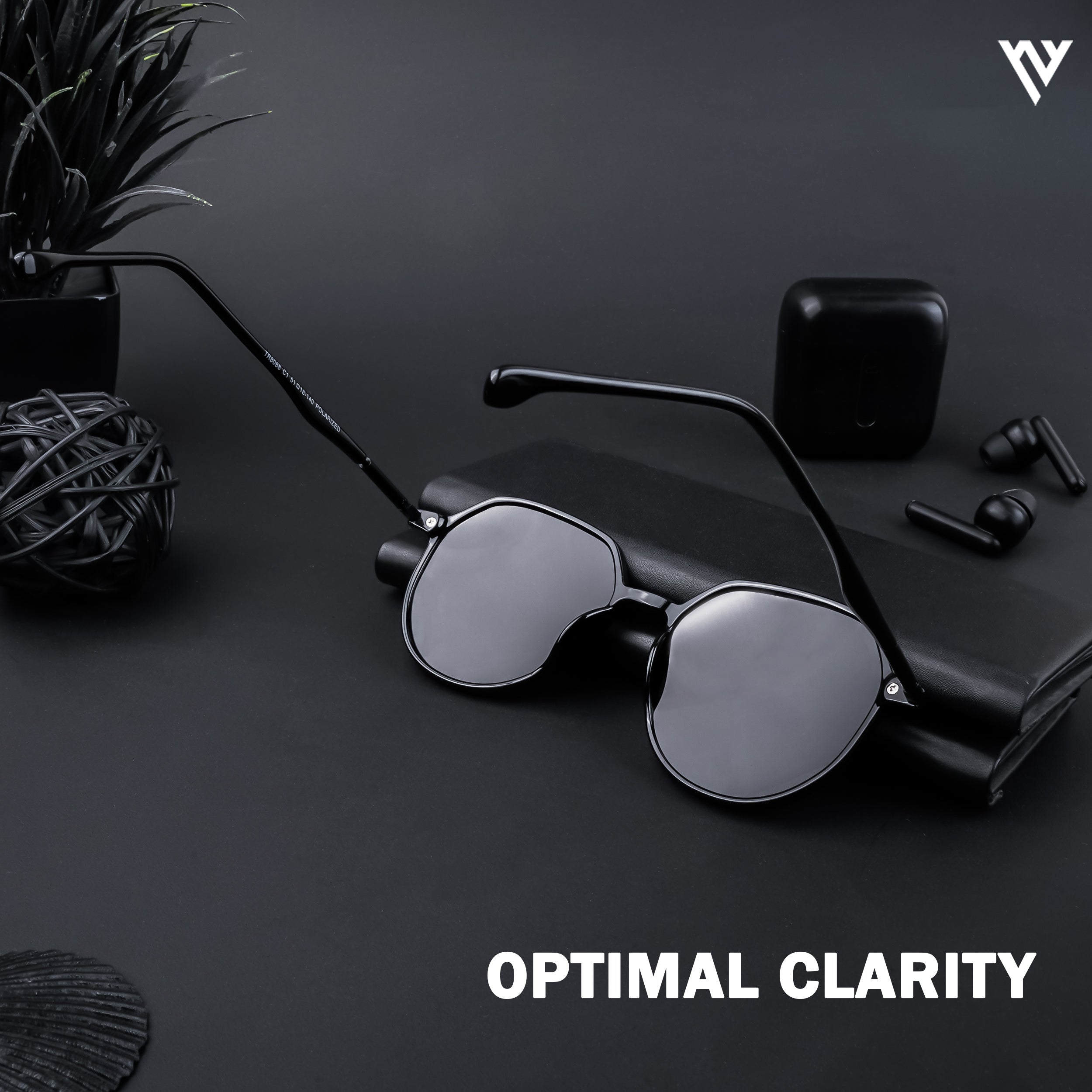 Voyage Exclusive Shine Black Polarized Round Sunglasses for Men & Women - PMG4297