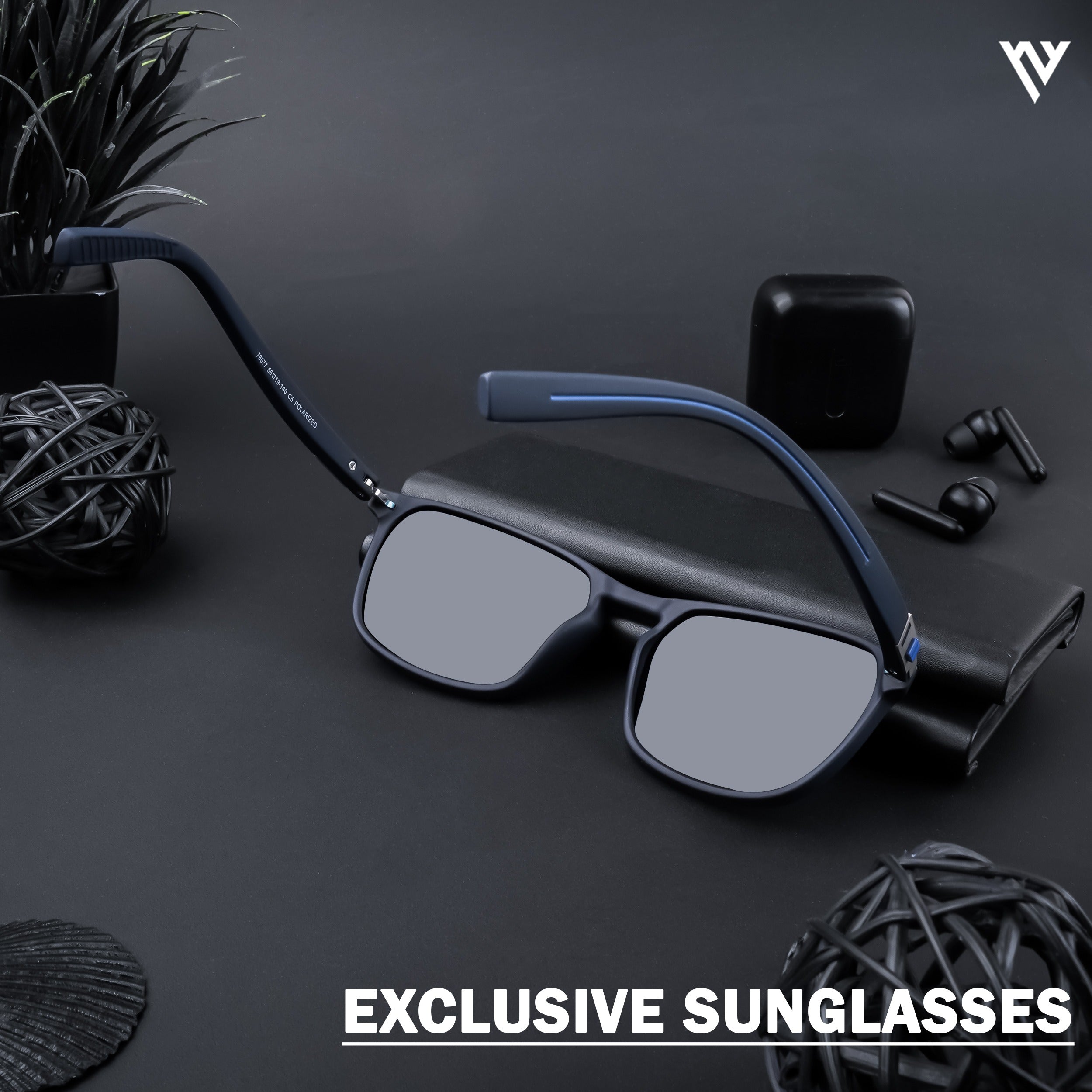 Voyage Exclusive Navy Blue Polarized Wayfarer Sunglasses for Men & Women (78077PMG4305)