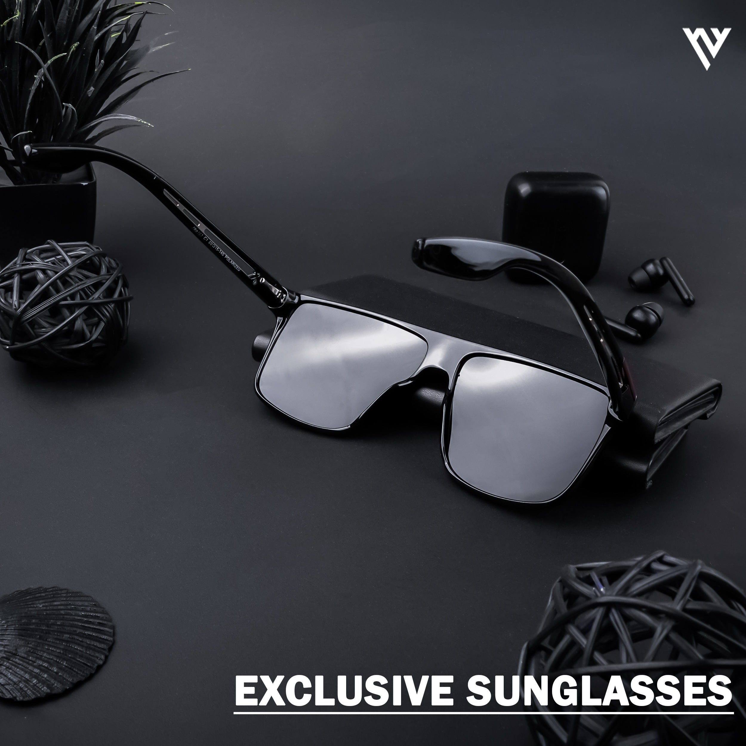 Voyage Exclusive Shine Black Polarized Wayfarer Sunglasses for Men & Women - PMG4307