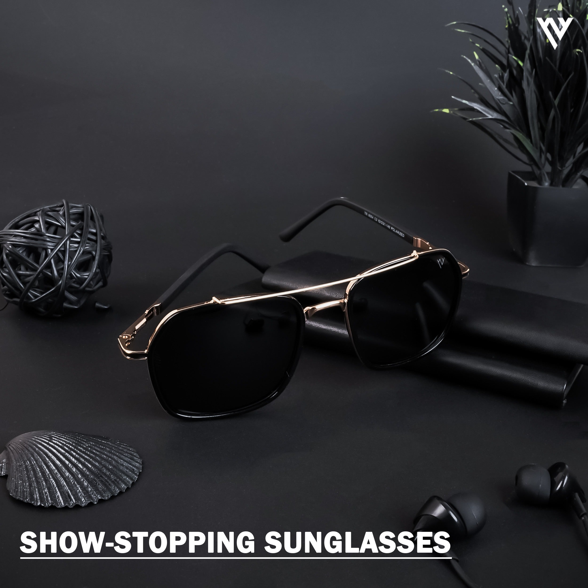 Voyage Exclusive Golden & Black Polarized Wayfarer Sunglasses for Men & Women - PMG4480