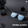 Black & Silver Polarized Wayfarer Sunglasses - PMG4287