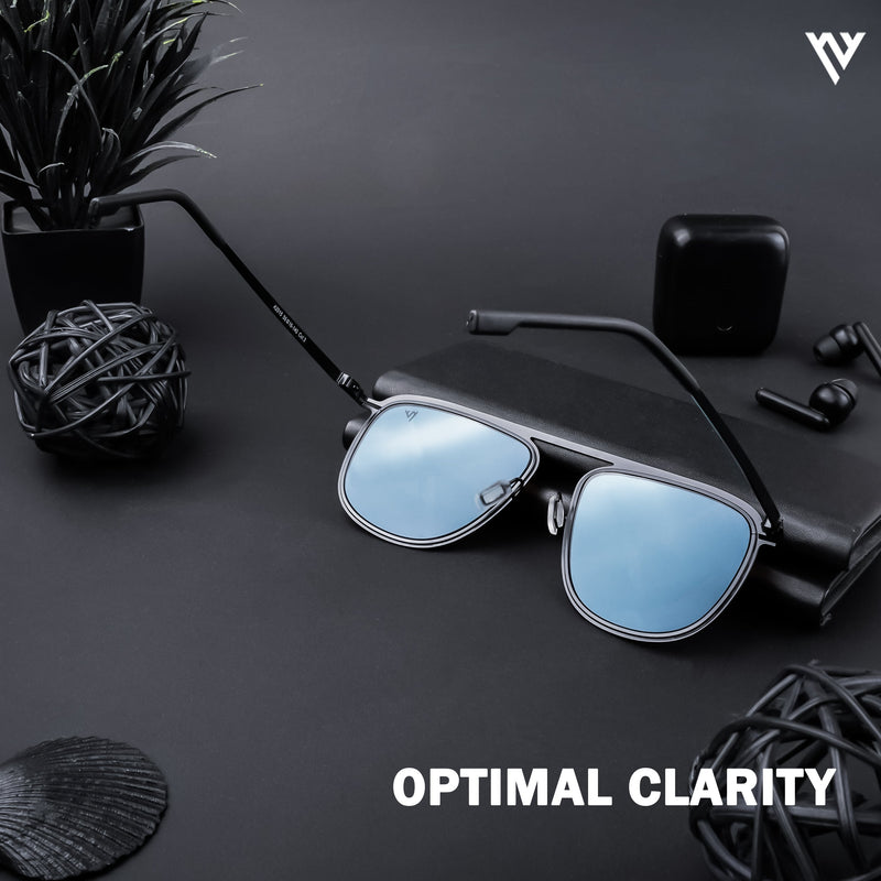 Black & Silver Polarized Wayfarer Sunglasses - PMG4287