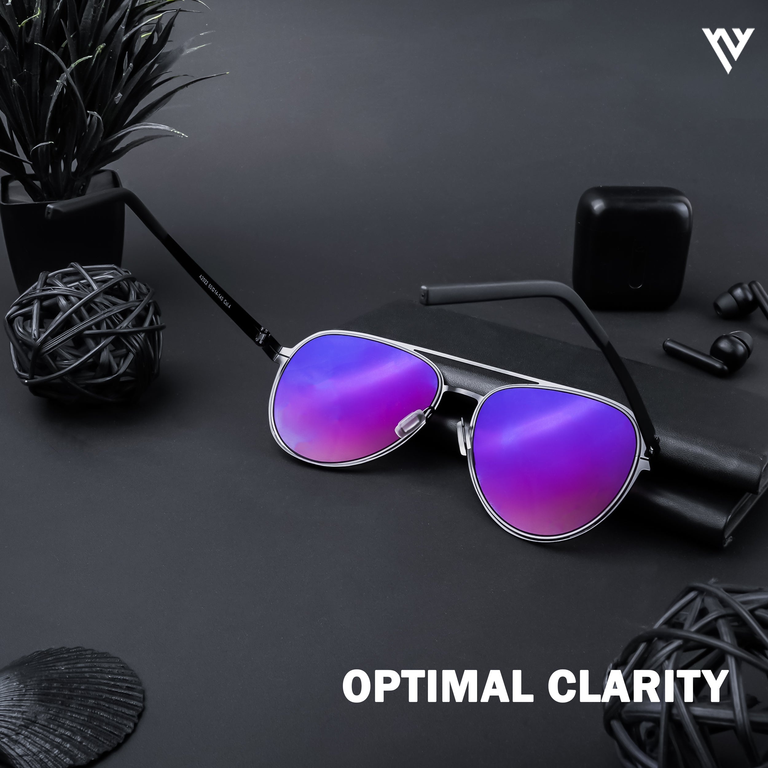 Black & Golden Polarized Aviator Sunglasses - PMG4289