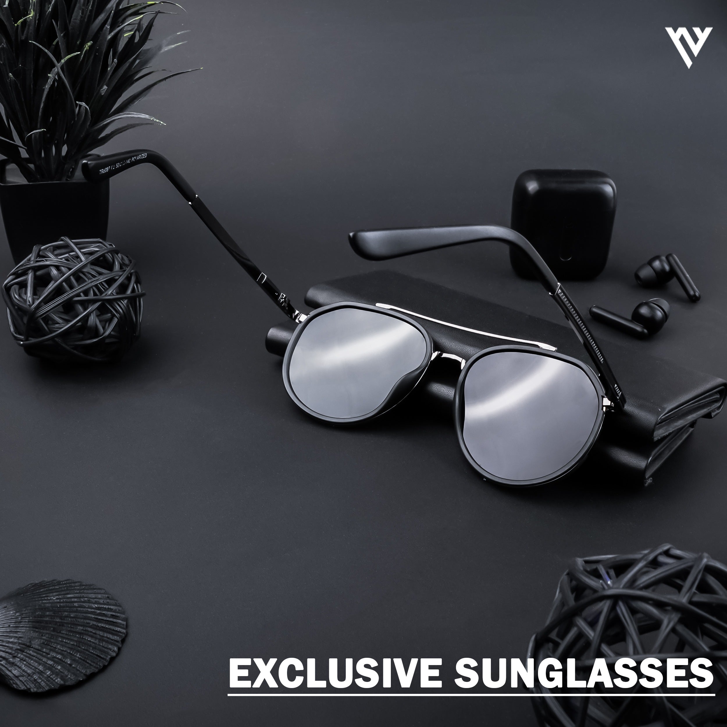 Voyage Exclusive Grey & Black Polarized Round Sunglasses for Men & Women (TR8087PMG4310)