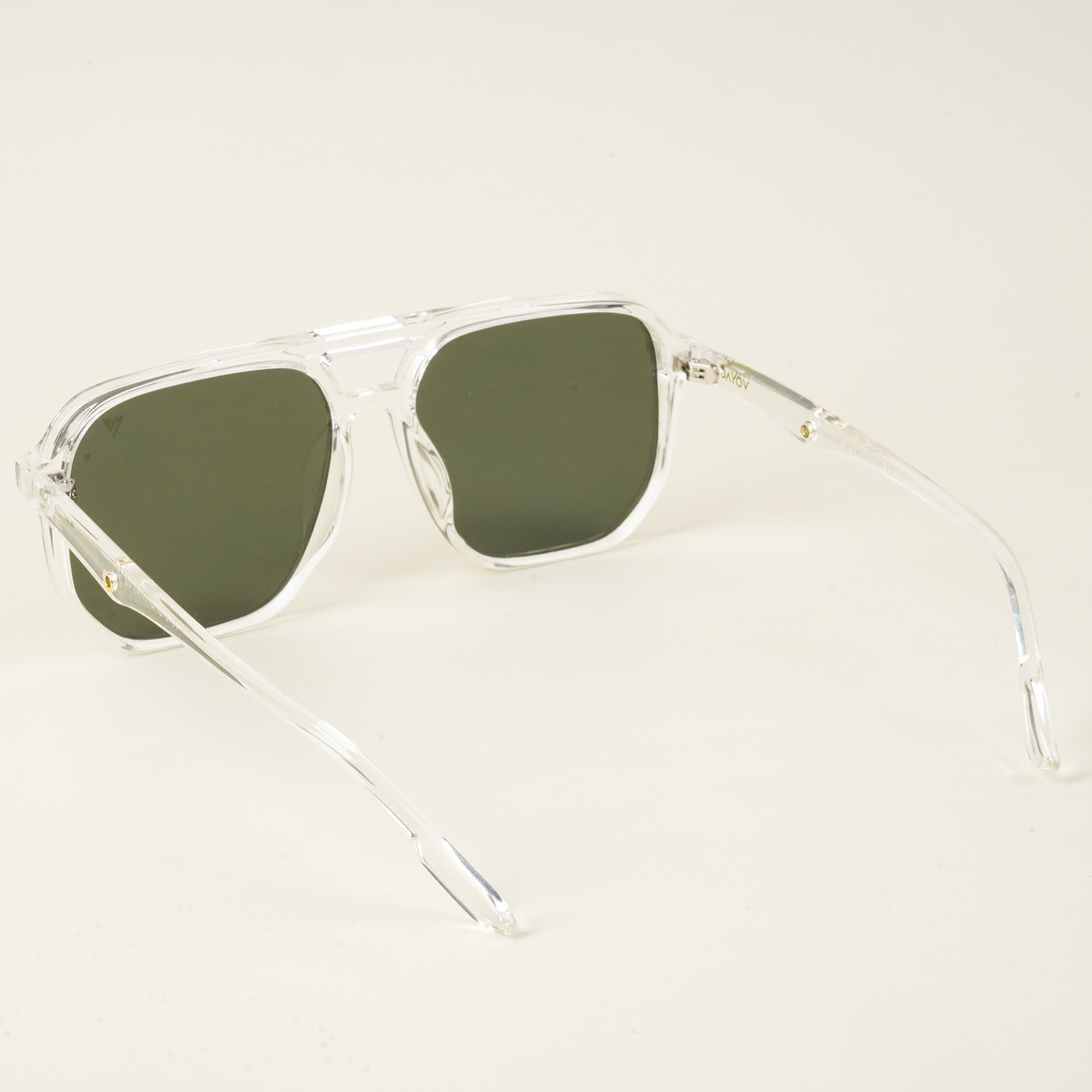 Voyage Wayfarer Polarized Sunglasses for Men & Women (Green Lens | Transparent Frame - PMG4998)
