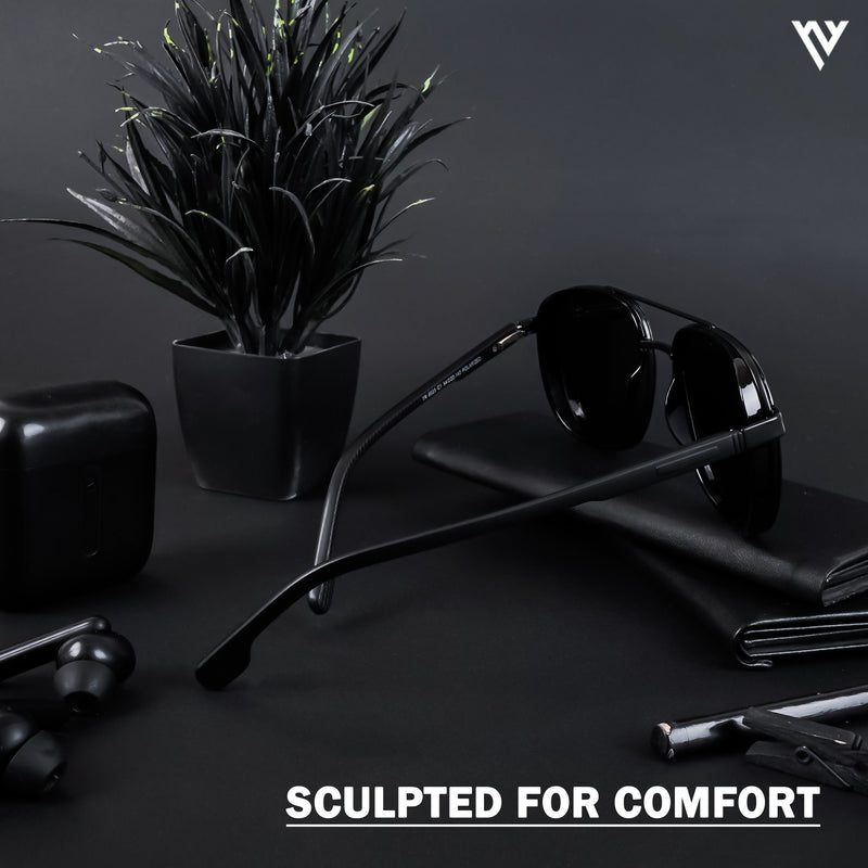 Photon | Shine Black Polarized Wayfarer Sunglasses (TR8023PMG4438)