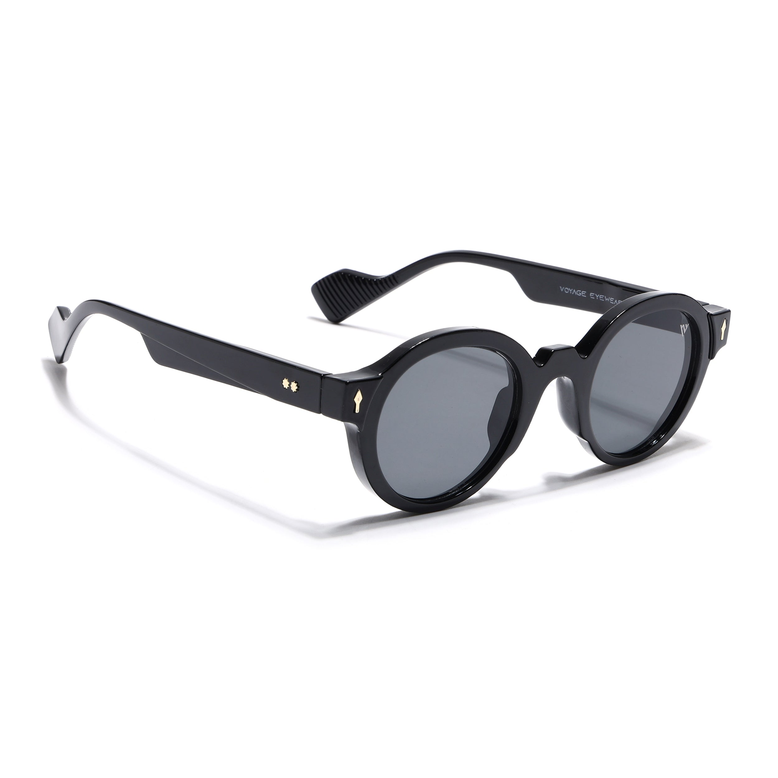 Round Sunglasses for Men & Women (Black Lens | Black Frame - MG7667)