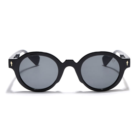 Round Sunglasses for Men & Women (Black Lens | Black Frame - MG7667)