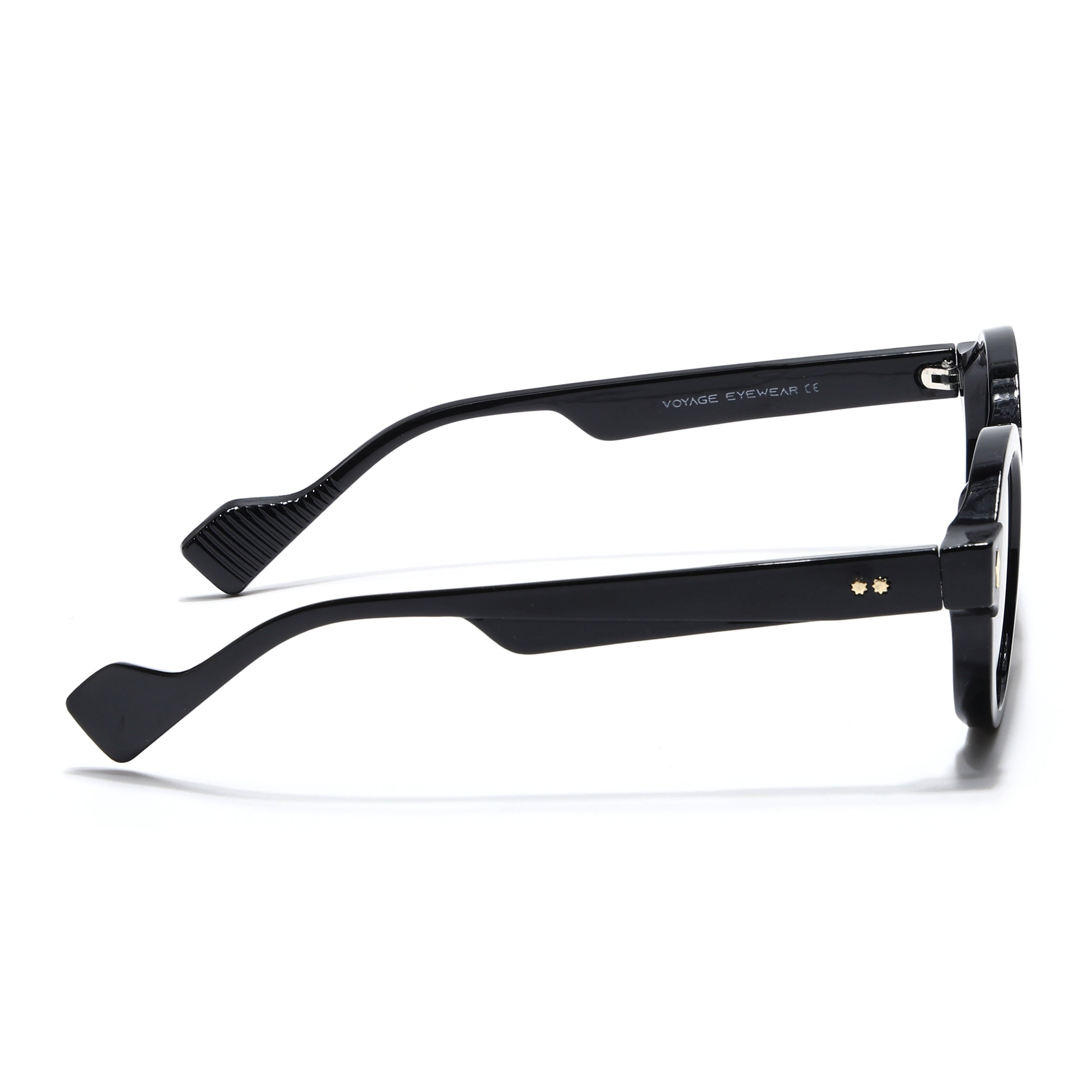 Round Sunglasses for Men & Women (Black Lens | Black Frame - MG7667)