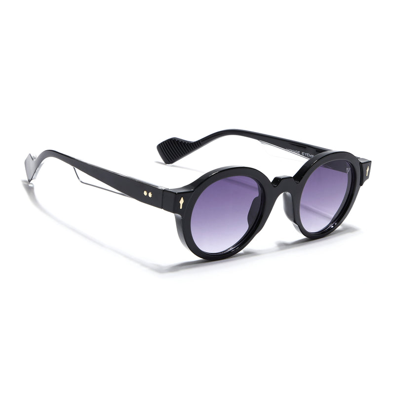 Round Sunglasses for Men & Women (Grey & Clear Lens | Black Frame - MG7669)