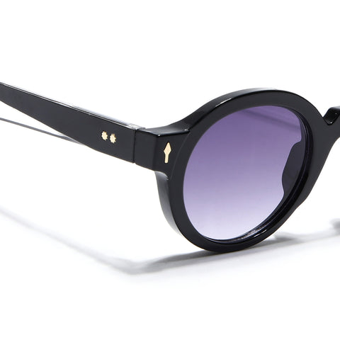 Round Sunglasses for Men & Women (Grey & Clear Lens | Black Frame - MG7669)