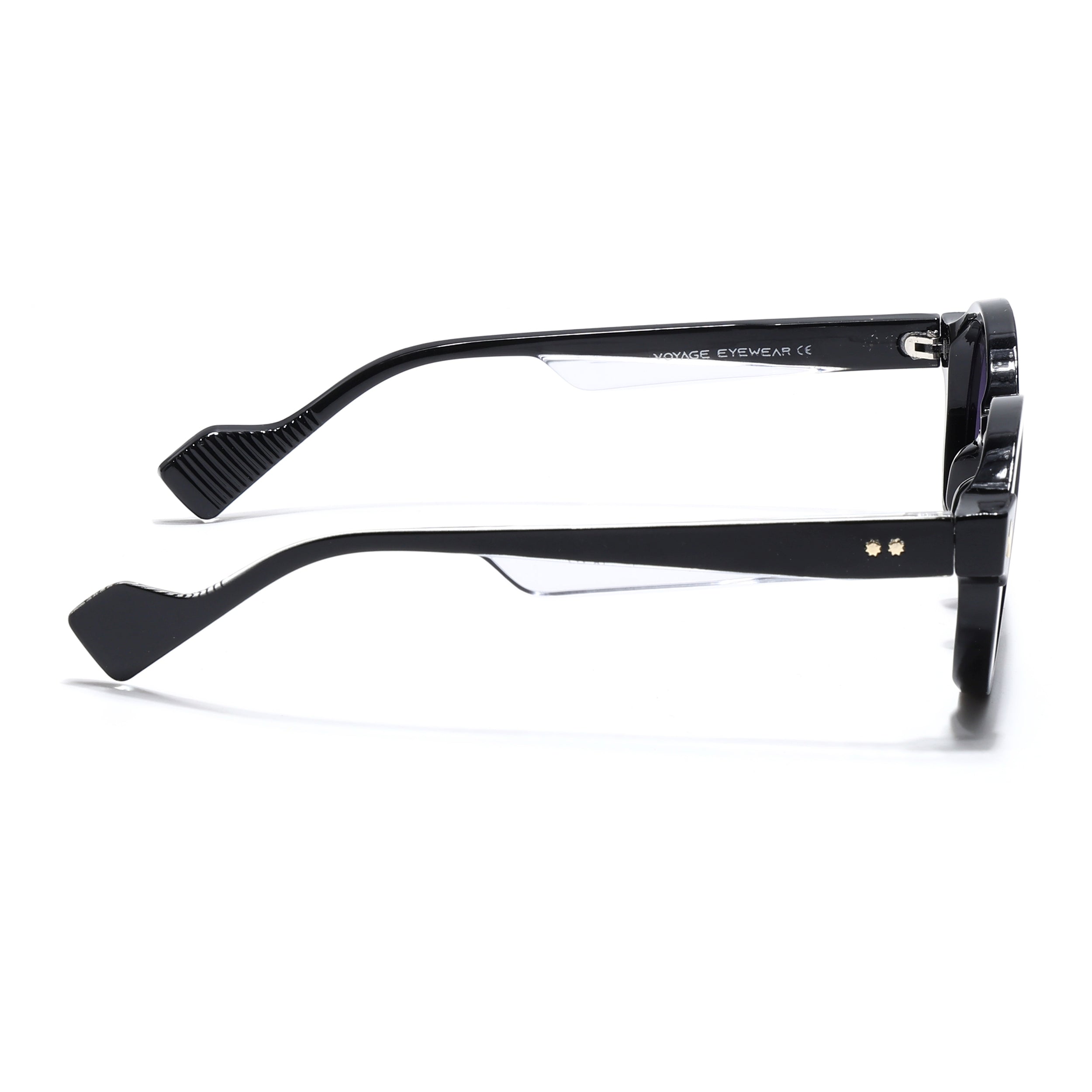 Round Sunglasses for Men & Women (Grey & Clear Lens | Black Frame - MG7669)