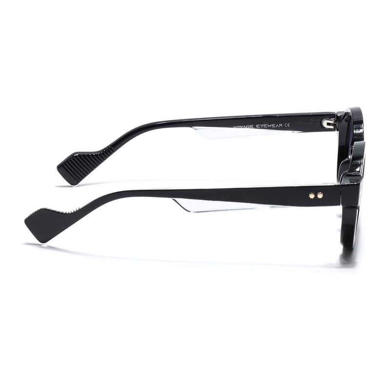 Round Sunglasses for Men & Women (Grey & Clear Lens | Black Frame - MG7669)