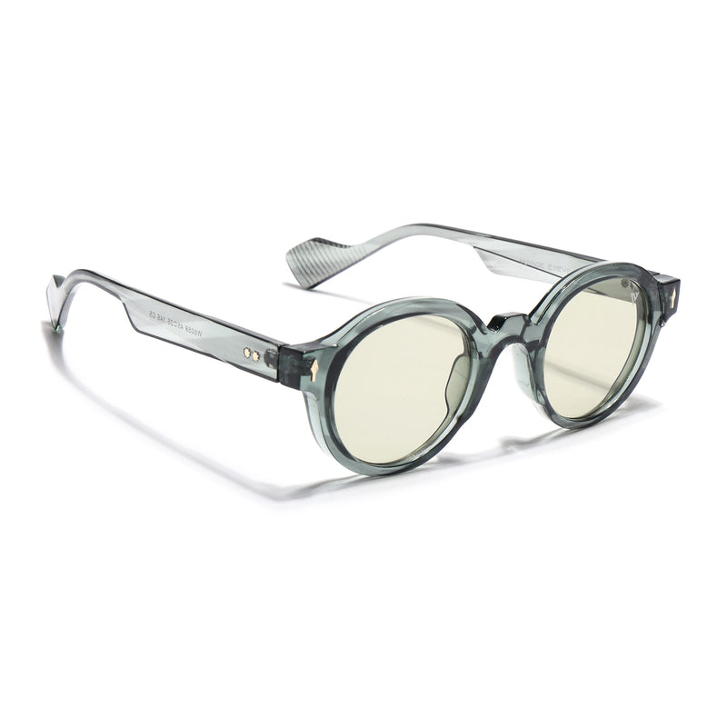 Round Sunglasses for Men & Women (Light Green Lens | Transparent Green Frame - MG7670)