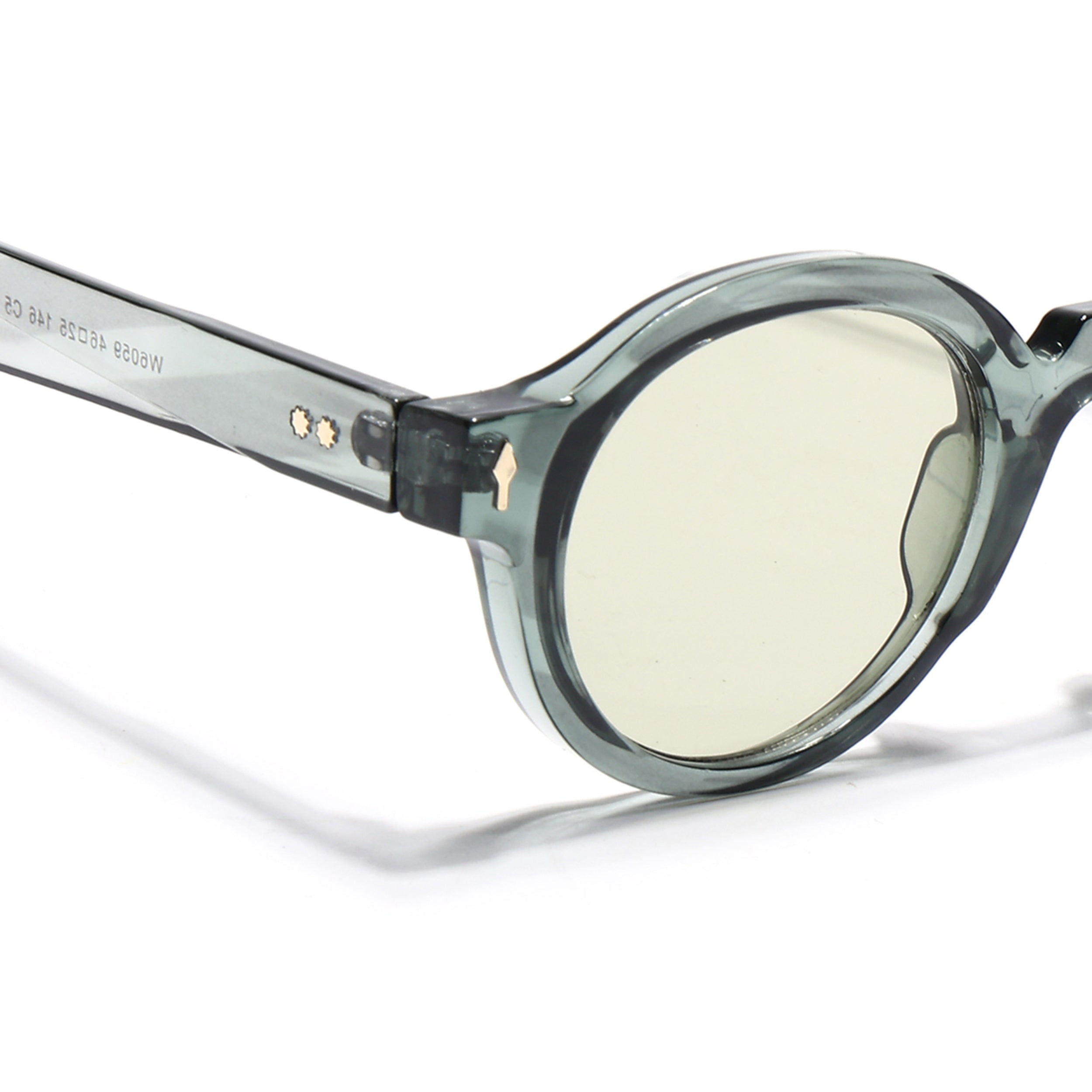 Round Sunglasses for Men & Women (Light Green Lens | Transparent Green Frame - MG7670)