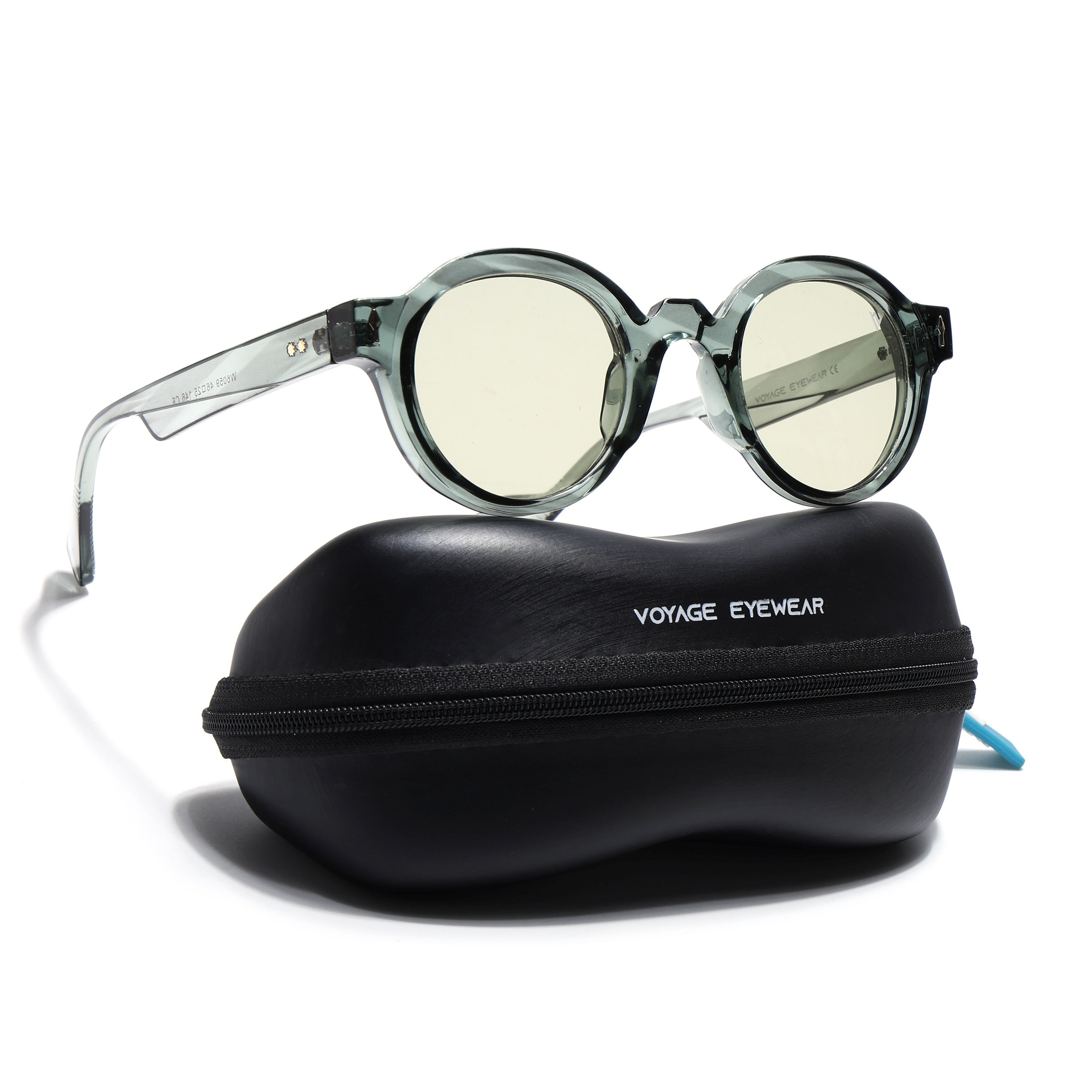 Round Sunglasses for Men & Women (Light Green Lens | Transparent Green Frame - MG7670)