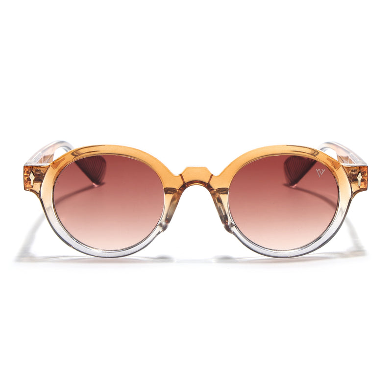 Round Sunglasses for Men & Women (Orange & Clear Lens | Transparent Orange Frame - MG7671)