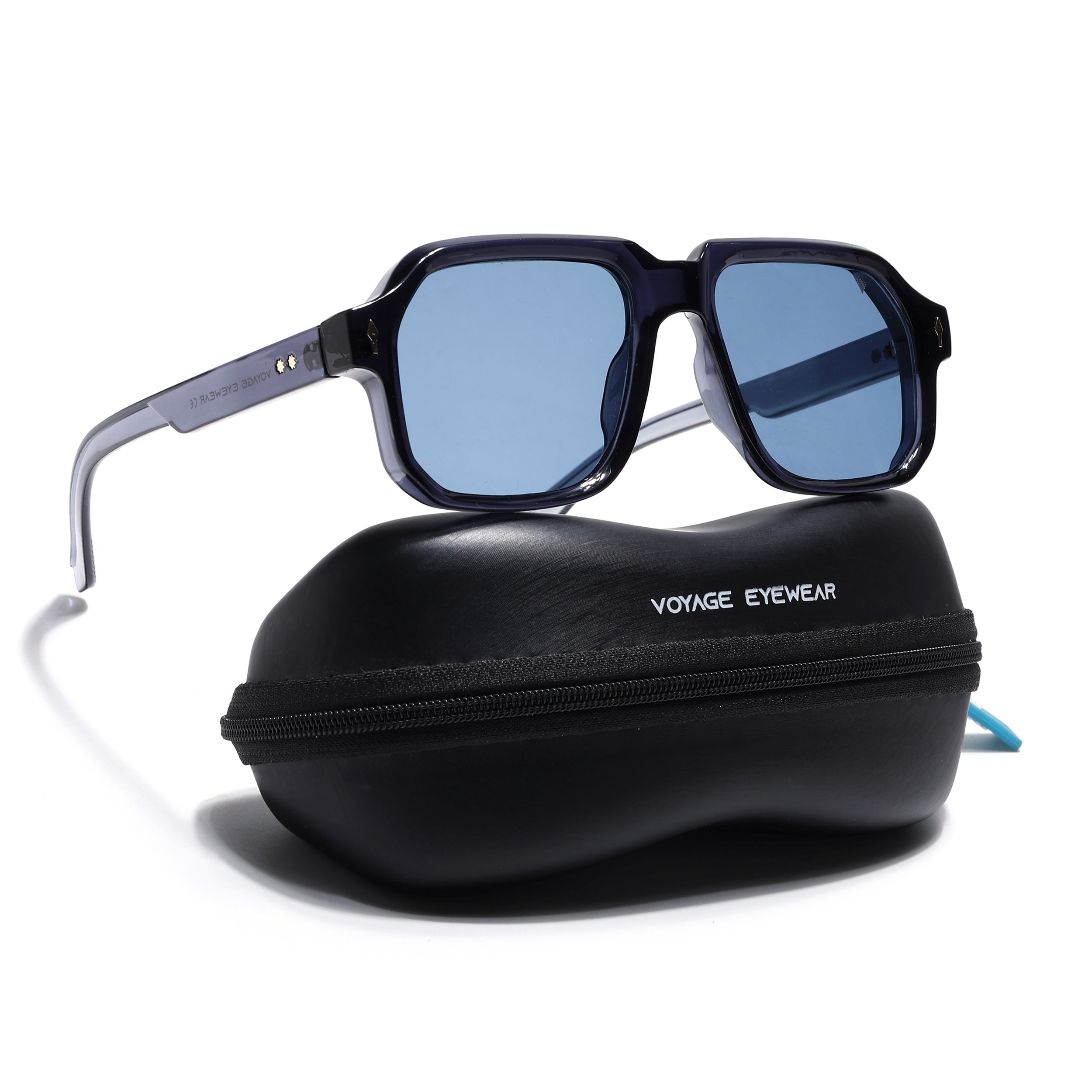 Wayfarer Sunglasses for Men & Women (Blue Lens | Blue Frame - MG7664)