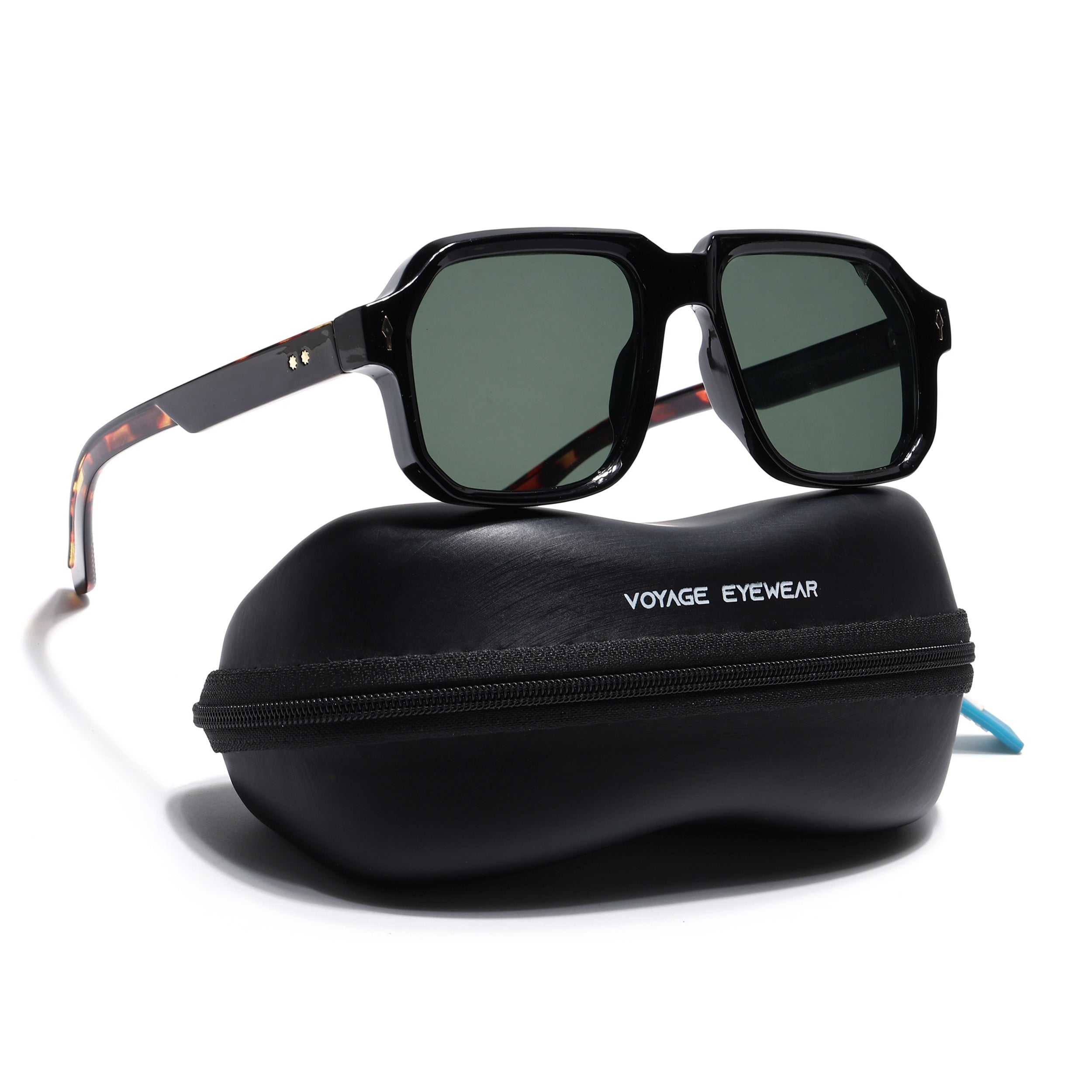 Wayfarer Sunglasses for Men & Women (Green Lens | Black Frame - MG7665)