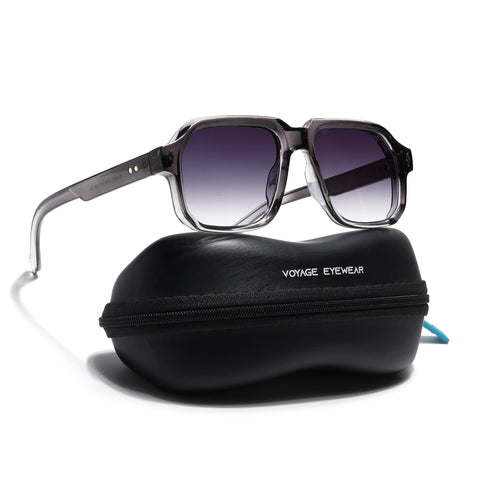 Wayfarer Sunglasses for Men & Women (Grey & Clear Lens | Grey & Transparent Frame - MG7666)