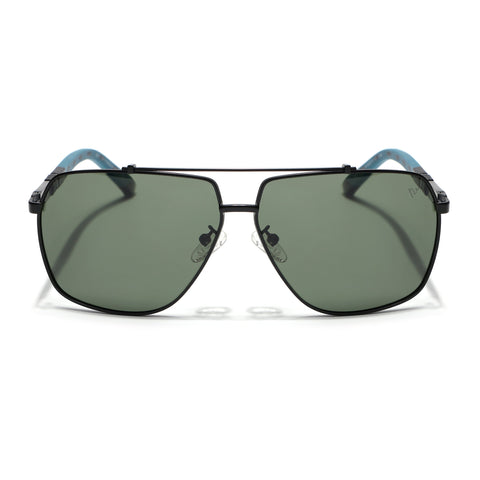 Aviator Polarized Sunglasses for Men & Women (Green Lens | Black Frame - SLPMG7227)