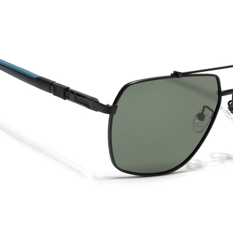 Aviator Polarized Sunglasses for Men & Women (Green Lens | Black Frame - SLPMG7227)