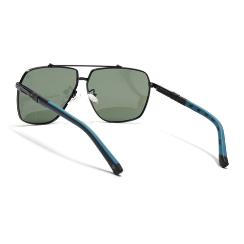 Aviator Polarized Sunglasses for Men & Women (Green Lens | Black Frame - SLPMG7227)
