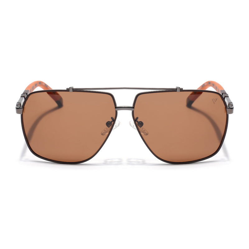 Aviator Polarized Sunglasses for Men & Women (Brown Lens | Brown Frame - SLPMG7228)