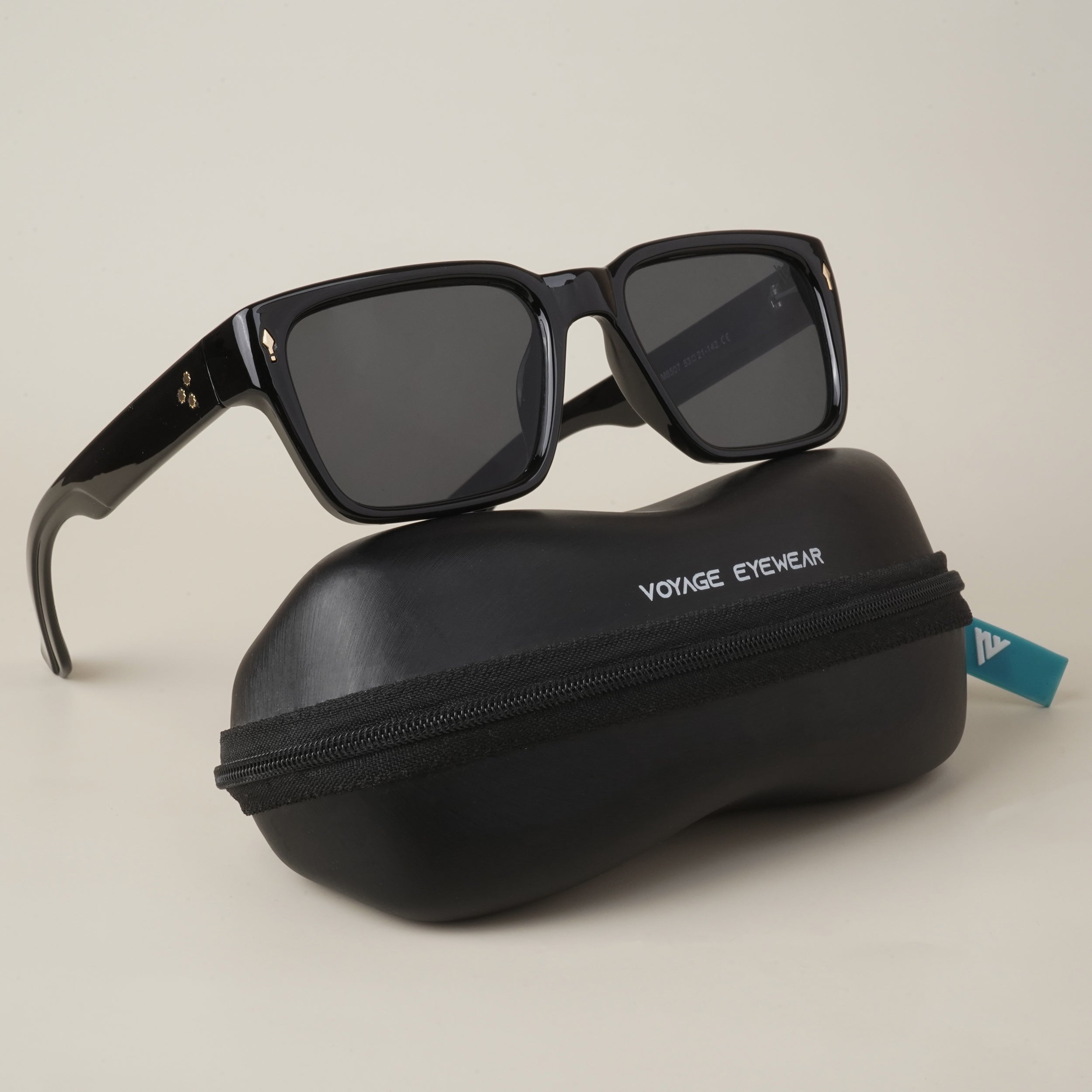 Voyage Black Rectangle Sunglasses (6507MG3823)