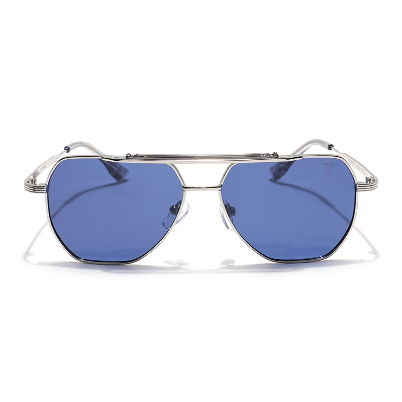 Voyage Select Wayfarer Sunglasses (Blue Lens | Silver Frame - SLPMG6289)