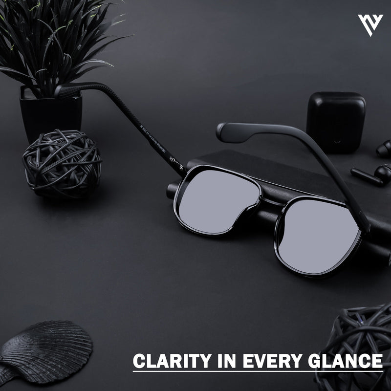 Photon | Shine Black Polarized Wayfarer Sunglasses (TR8023PMG4438)
