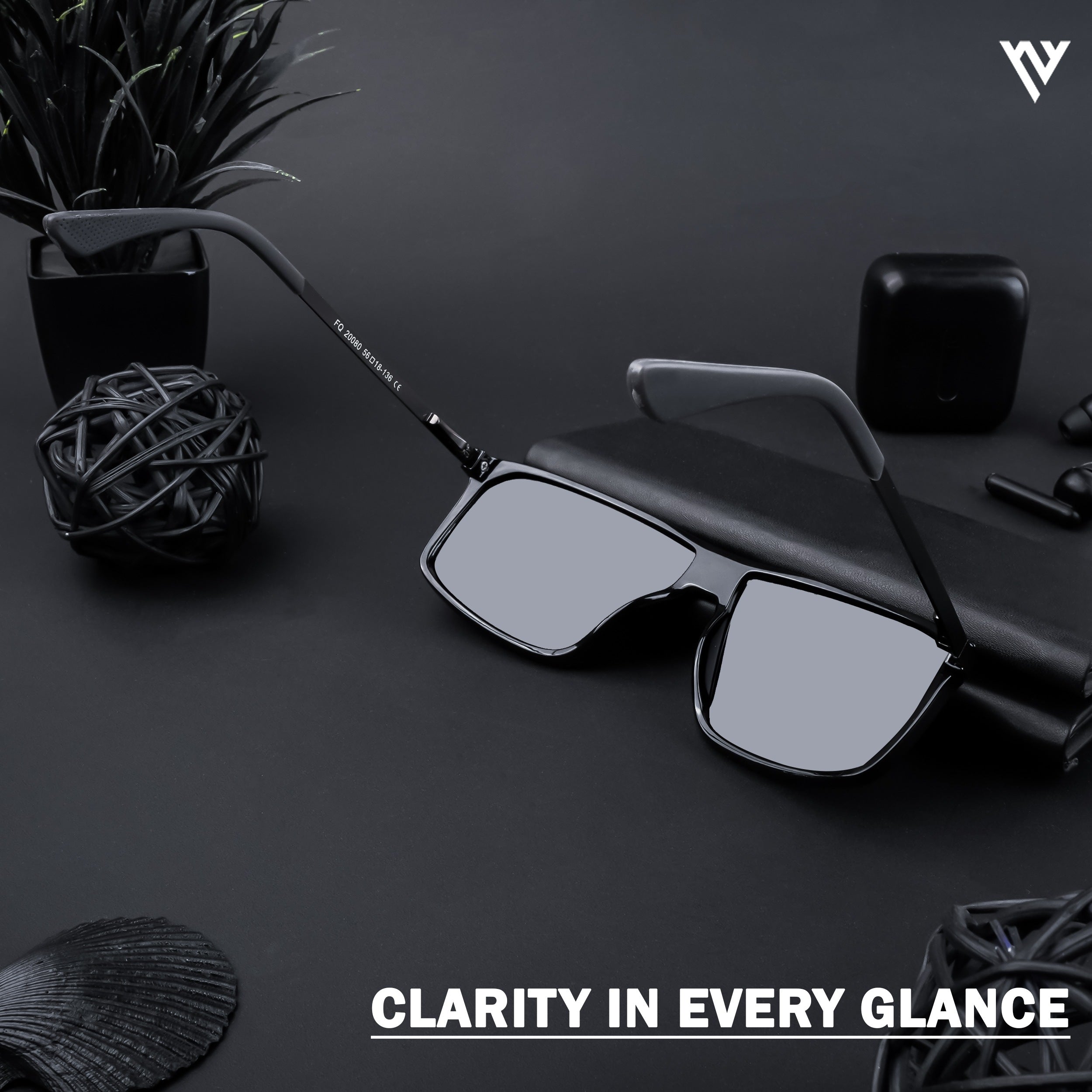Voyage Exclusive Shine Black Polarized Wayfarer Sunglasses for Men & Women (20080PMG4445)
