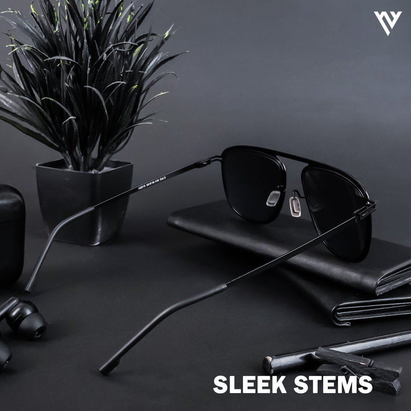 Black & Silver Polarized Wayfarer Sunglasses - PMG4287