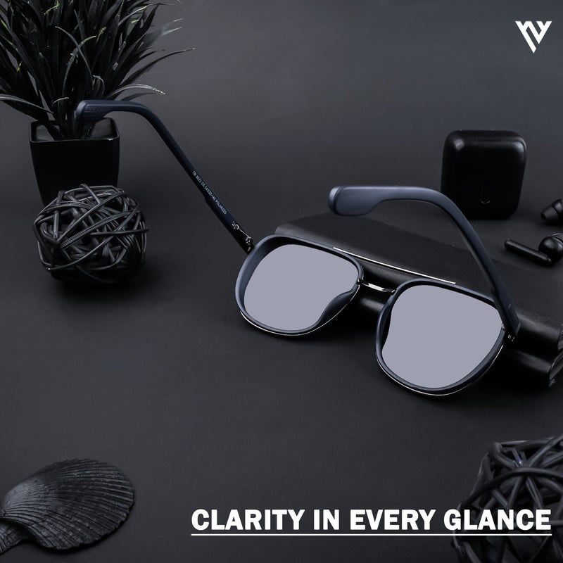 Photon | Grey & Navy Blue Polarized Wayfarer Sunglasses - PMG4441