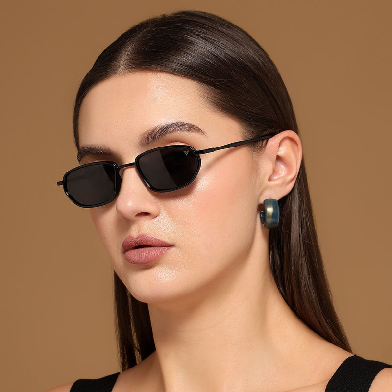 Marshall | Black Polarized Unisex Sunglasses | Black Lens - PMG6050