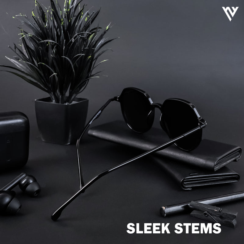 Grit | Shine Black Polarized Round Sunglasses - PMG4297